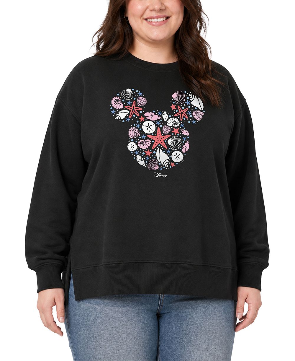 Hybrid Apparel Plus Size Mickey Mouse Graphic-Print Sweatshirt with Ribbed Cuffs and Hem