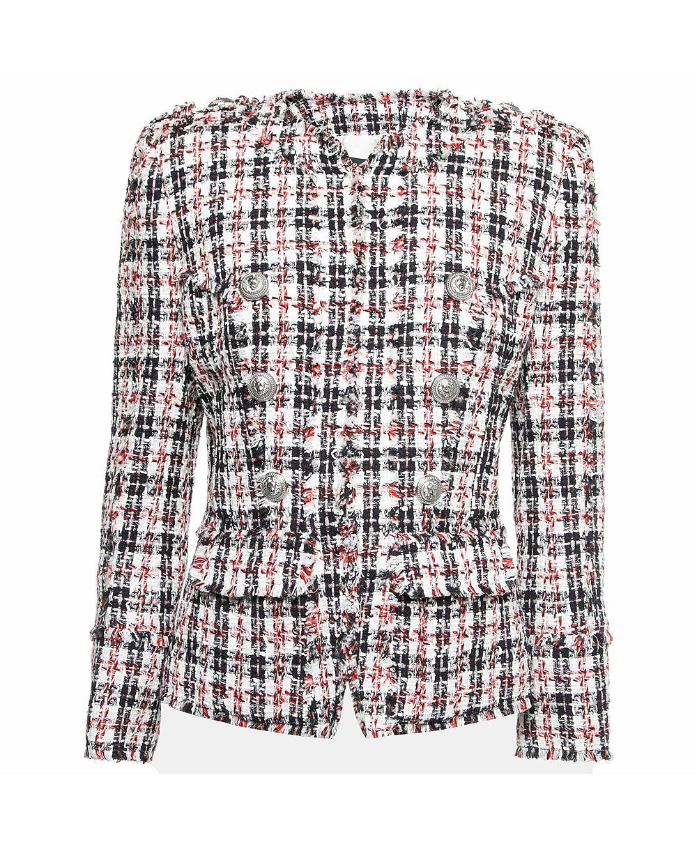 Pre-Owned Balmain Women's Tweed Button Embellished Jacket