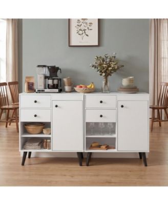 Costway Buffet Cabinet with Storage, 31" Sideboard Credenza with Door, Open Compartments