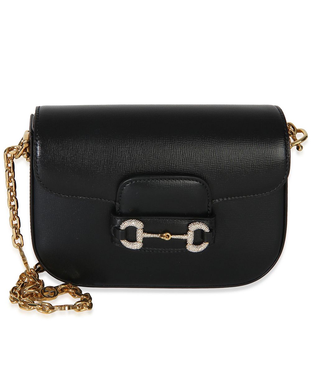 Б/у сумка Gucci Azalea Mini Crystal Horsebit 1955 из телячьей кожи с кристаллами
