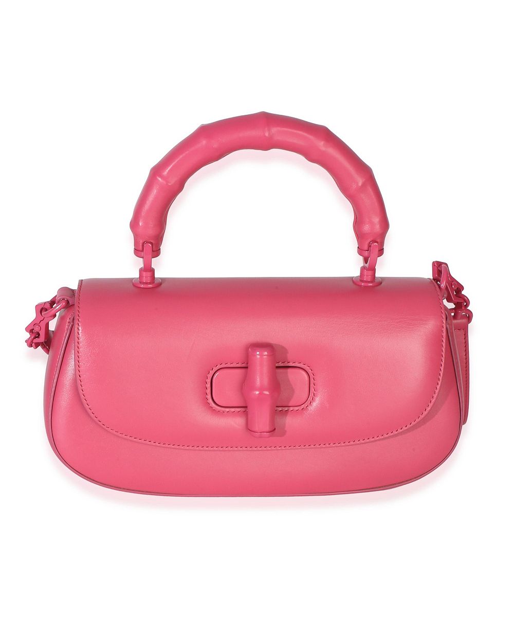 Pre-Owned Gucci Pink Calfskin Medium Bamboo Diva Bag