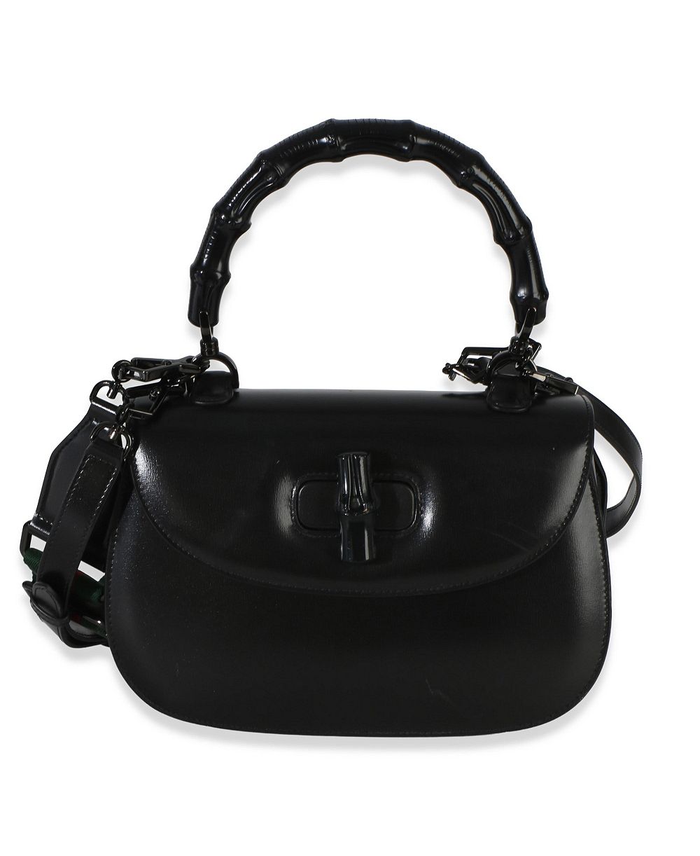 Pre-Owned Gucci средняя сумка Bamboo 1947 Top Handle из черного монохромного окрашенного материала Dyana Lux