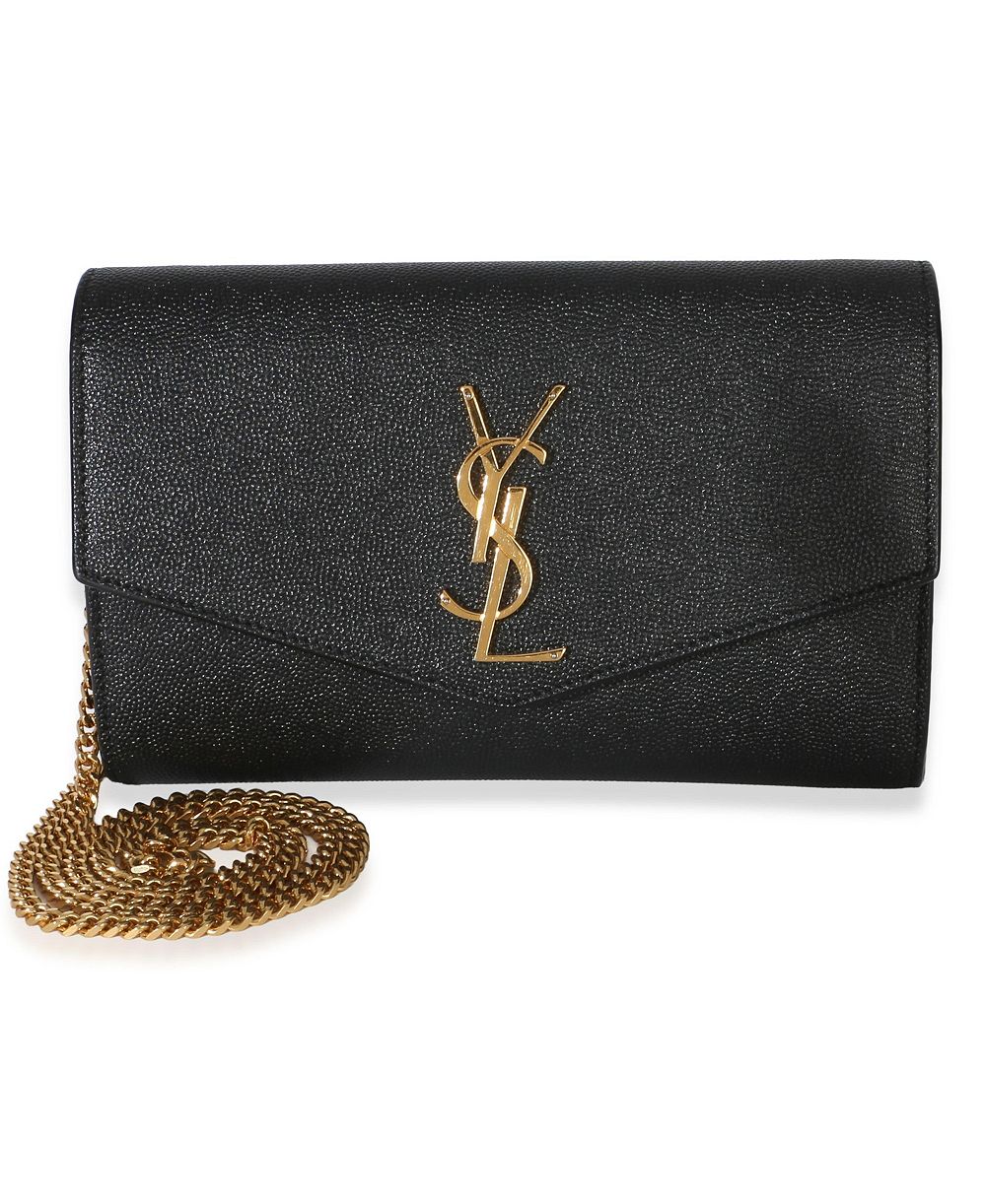 Бумажник на цепочке Uptown из черной кожи Grain de Poudre, Saint Laurent (б/у)
