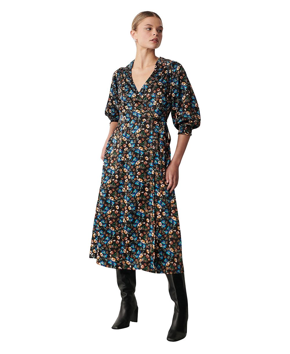 Женское миди-платье Finery London Kiera с цветочным принтом и коротким рукавом