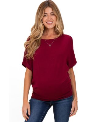 Pinkblush Maternity Dolman-Sleeve Boat-Neck Side-Ruched T-Shirt
