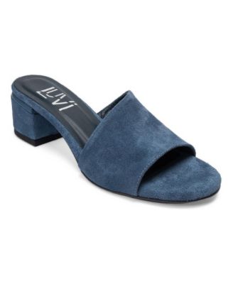 Denim blue suede