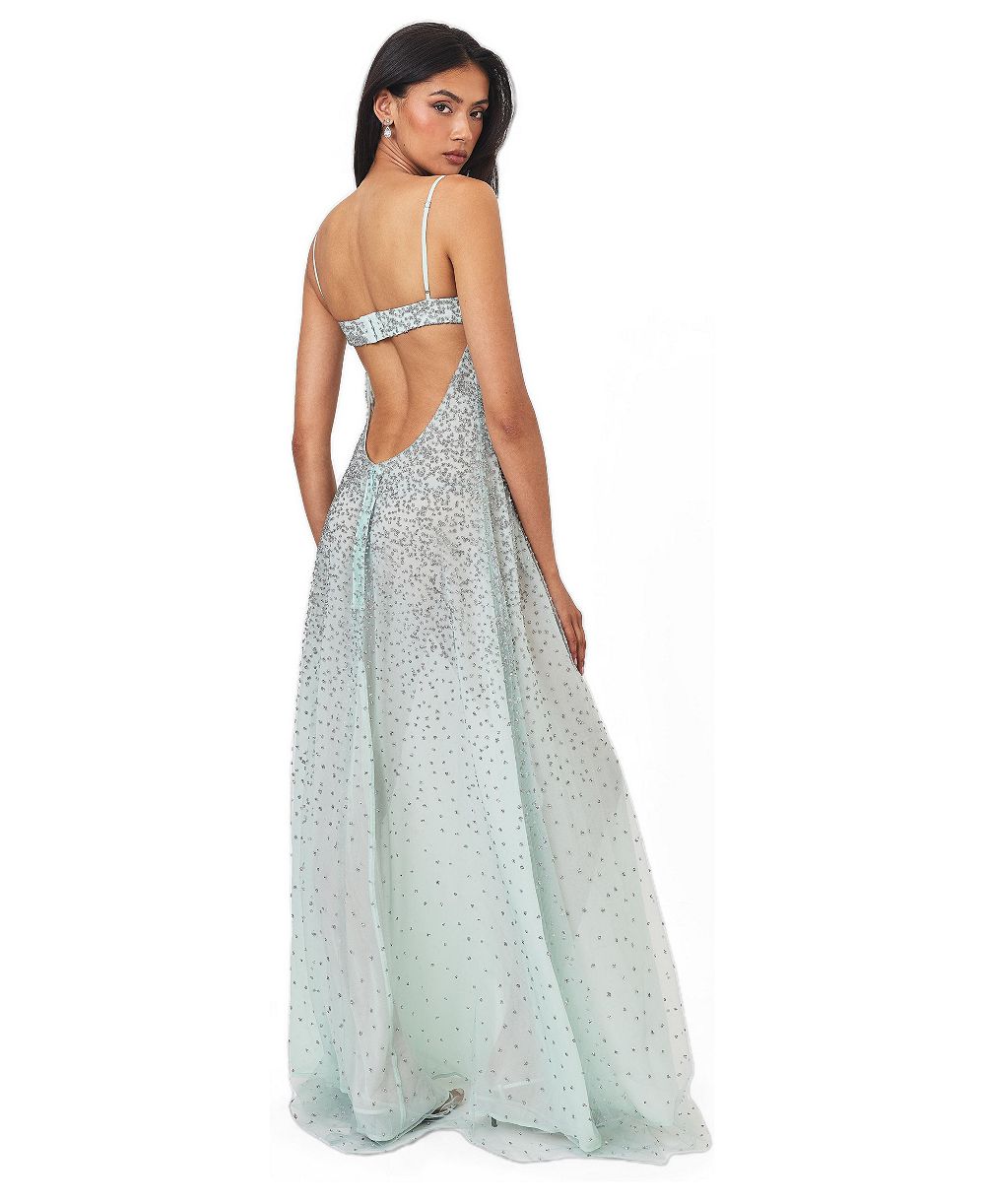 Женское вечернее платье Miss Circle Wallie Backless Sweetheart с отделкой стразами и сеткой