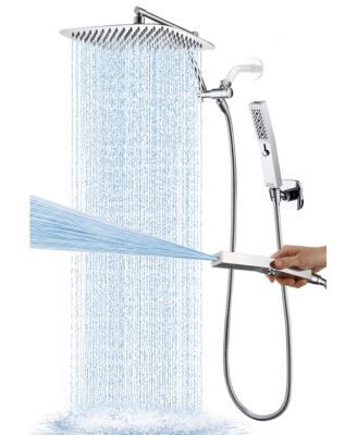 CYQBD 2.5 GPM Metal Rain Shower Head With Power Wash Handheld Spray Hose Bathroom Upgrade