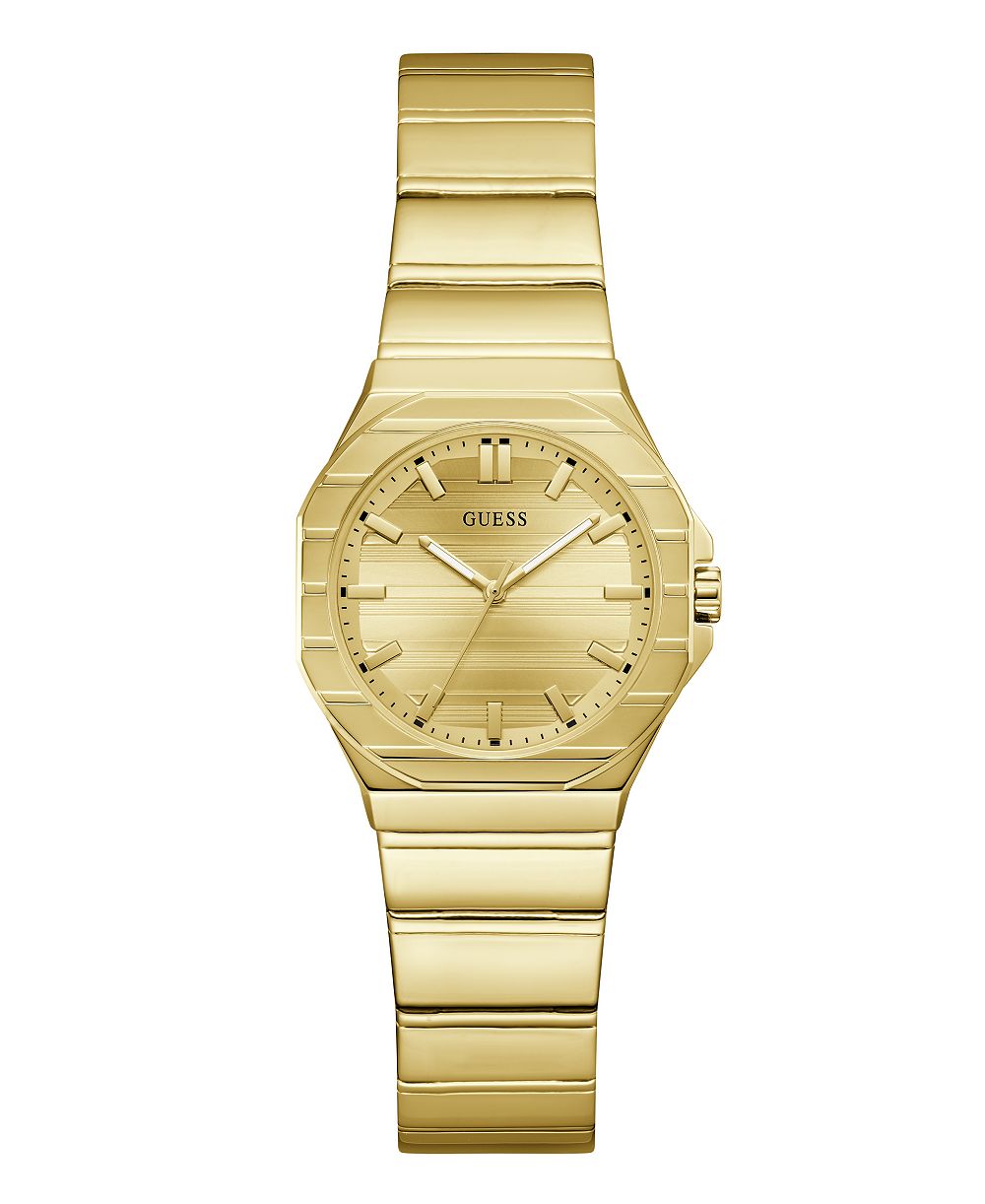 Женские наручные часы GUESS с кварцевым механизмом, корпус из нержавеющей стали с золотым напылением, 30 мм