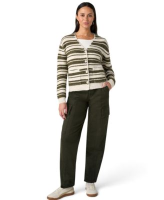 Liverpool Los Angeles Women's Long-Sleeve V-Neck Striped Cardigan Sweater