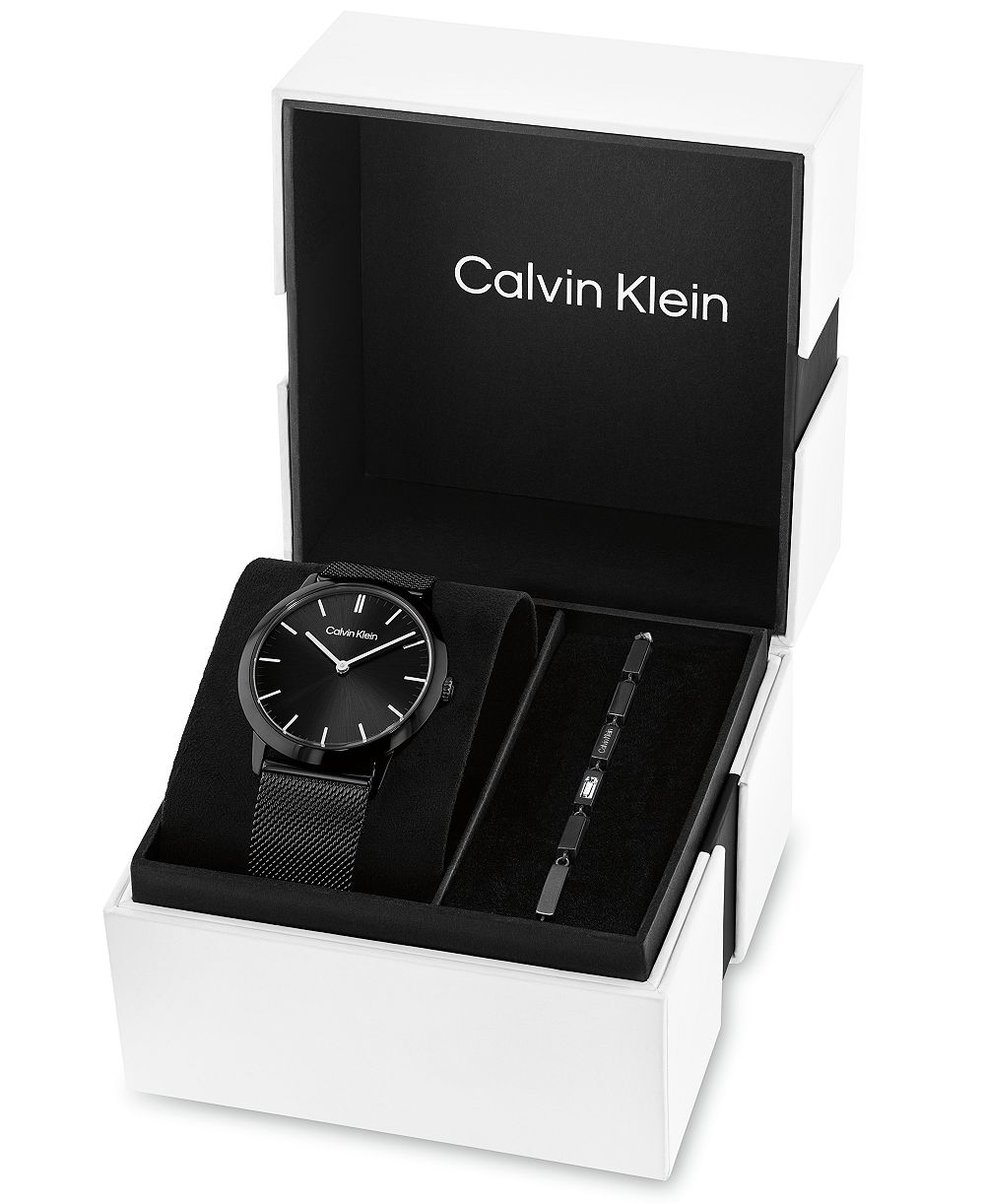 Calvin Klein Men's Exceptional Black Ionic Plated Stainless-Steel Bracelet Gift Set Watch 37.5mm