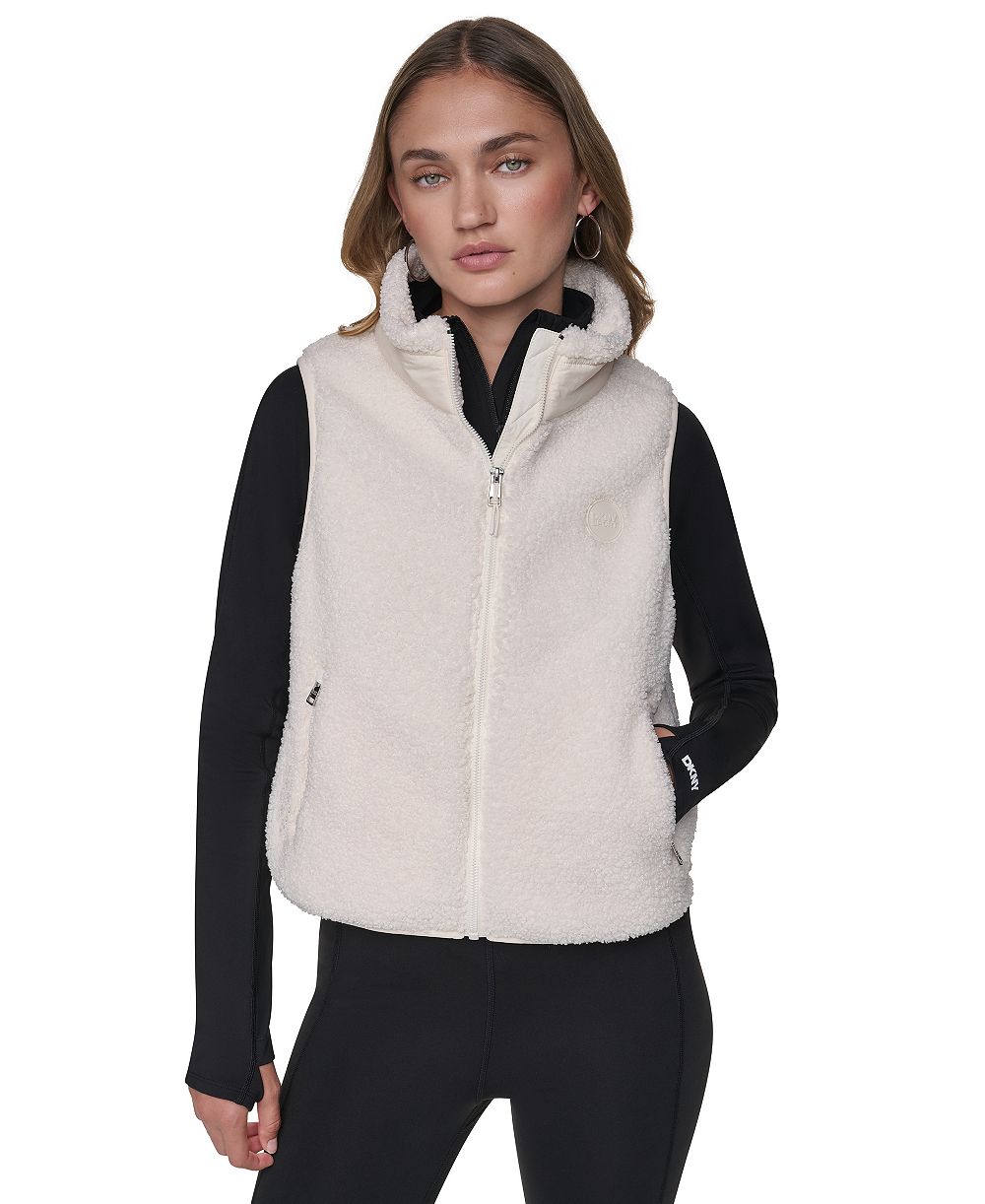 Женская куртка DKNY Sport с воротником-стойкой из шерпы и тканевыми вставками