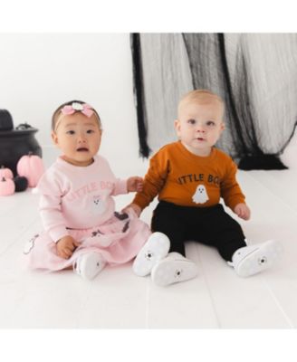 Sweet Wink Baby Boys' Boo Patch Long Sleeve Halloween Romper