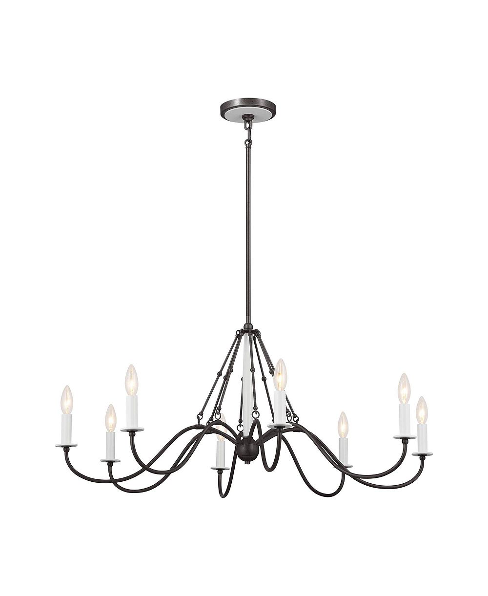 Люстра Kichler Freesia, ширина 38", из кованого железа цвета антрацит, 8-световая