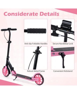 SUGIFT Foldable Kick Scooter with 8-Inch Light-Up Wheels, 220 lbs Capacity, Ages 8+