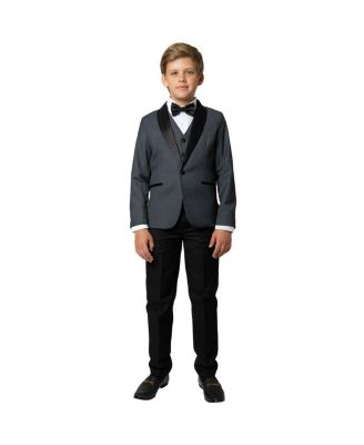 Peanut Butter Collection Big Boys Love and Angels Slim Fit 5-Piece Shirt, Bowtie, Jacket, Vest and Pants Tuxedo Set