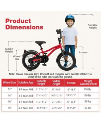 SUGIFT 14 Inch Shock-Absorbing Kids Bike with Detachable Training Wheels, 110 lb. Capacity, Ages 3-5