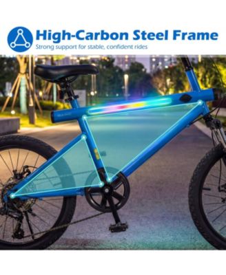SUGIFT 20 Inch Commuter Bike 6-Speed with Built-In Stereo Speakers, LED Frame Lights & Dual Disc Brakes, Ages 13+