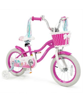 SUGIFT Princess of the Sea 14" Training Wheels Dual Fenders Kids Bike, Ages 3-5