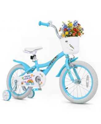 SUGIFT 16 in Girls Bike with Training Wheels and Basket, Ages 4-7