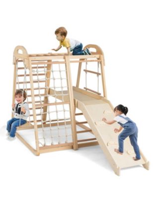 SUGIFT деревянный игровой комплекс 8-в-1 Montessori Climber с горкой, качелями и турником, возраст 3-5 лет