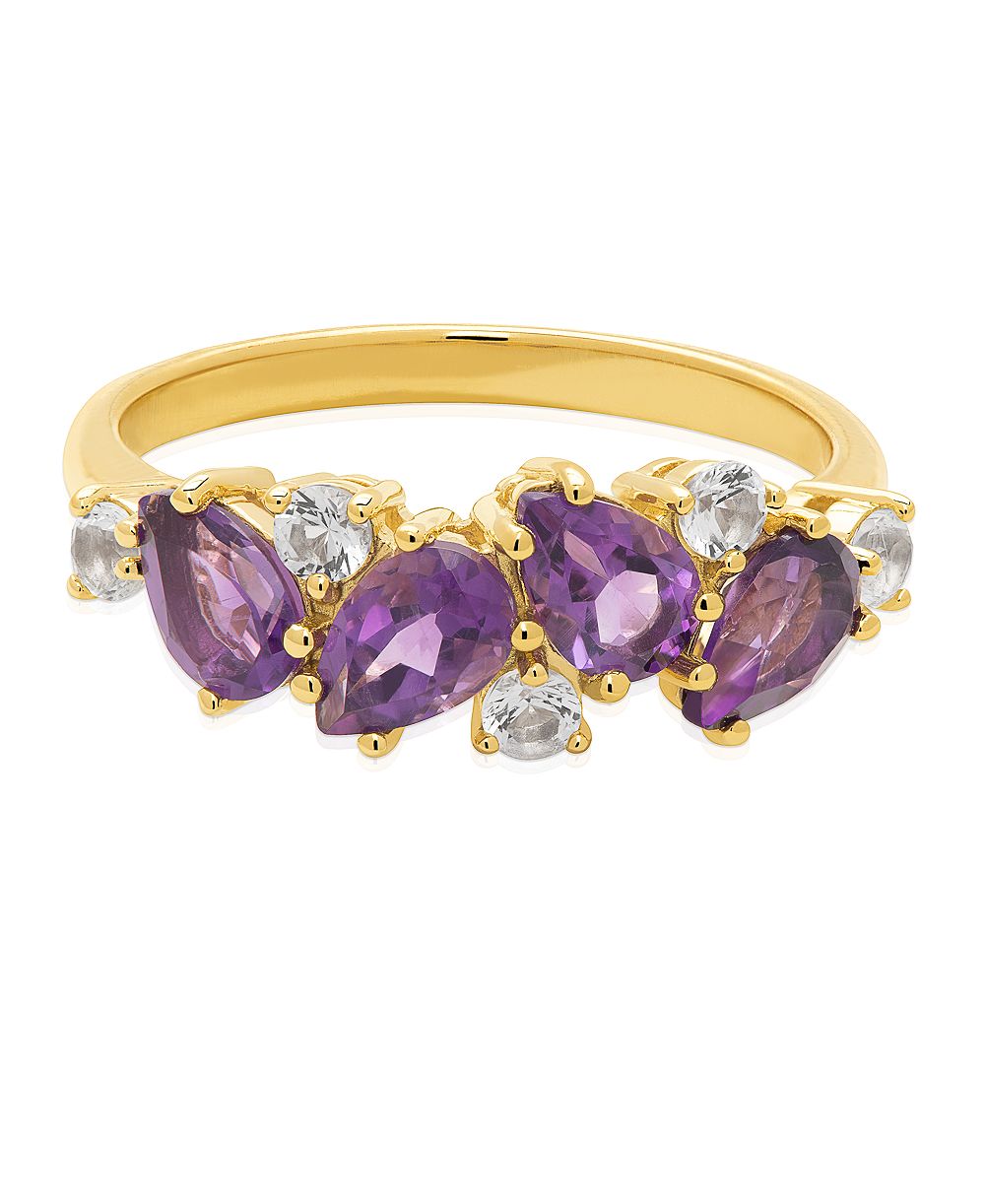 Macy's Amethyst and White Sapphire Pear Ring (1.75 ct. t.w.) in Sterling Silver