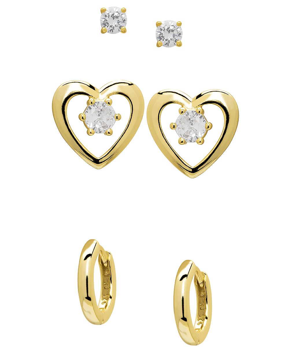 Серьги-гвоздики Macy's с белым сапфиром лабораторного выращивания (1-1/6 карат суммарно) в позолоте над стерлинговым серебром