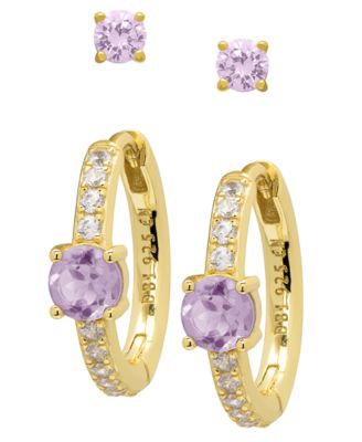 Macy's Amethyst and White Topaz Round Drop Stud Earrings (1-1/4 ct. t.w.) in Gold Over Sterling Silver