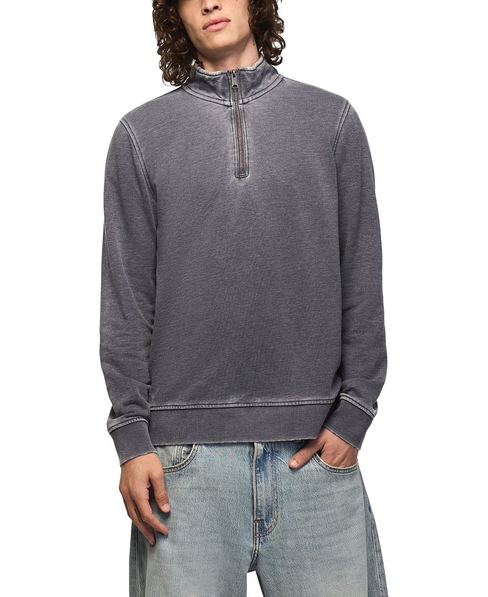 Lucky Brand Men's Venice Burnout Mockneck French-Terry Quarter-Zip Fleece Sweatshirt