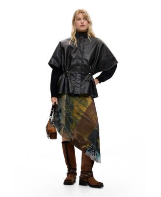 Desigual женский пончо с эффектом кожи