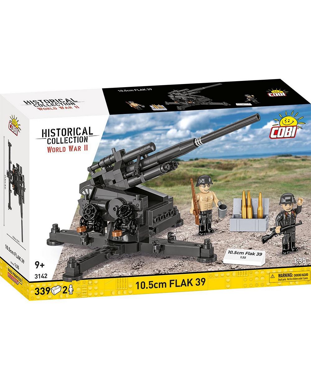 Набор конструктора COBI Historical Collection 339 деталей, зенитная пушка 10,5 см Flak 39 времен Второй мировой войны, возраст 9+