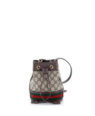 Pre-Owned Gucci мини-сумка Bucket Bag GG из лакированной ткани