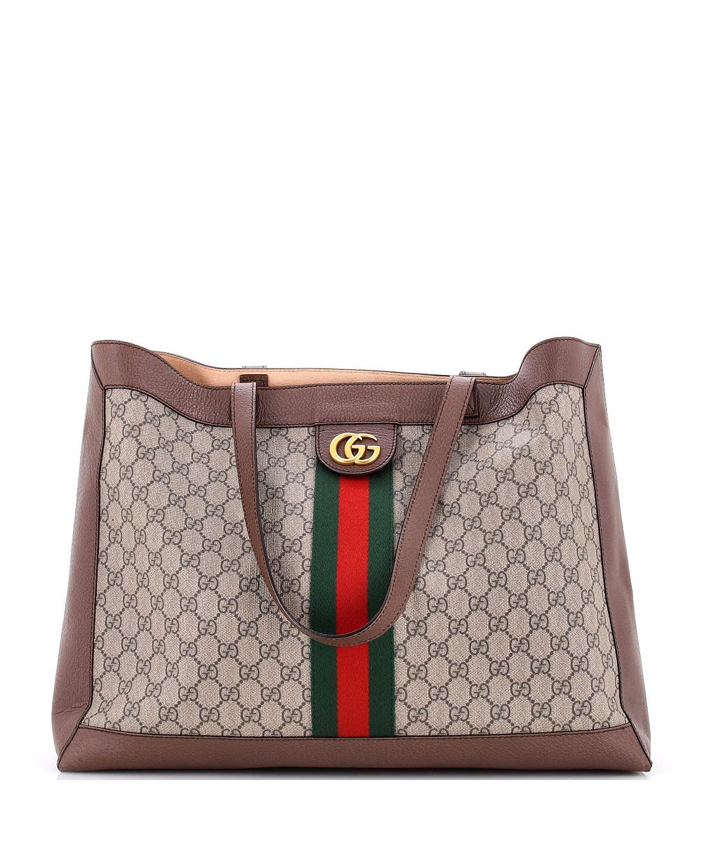 Б/у большая сумка-тоут Gucci East West Disney Three Little Pigs Ophidia из ткани GG с покрытием, мягкая, открытая