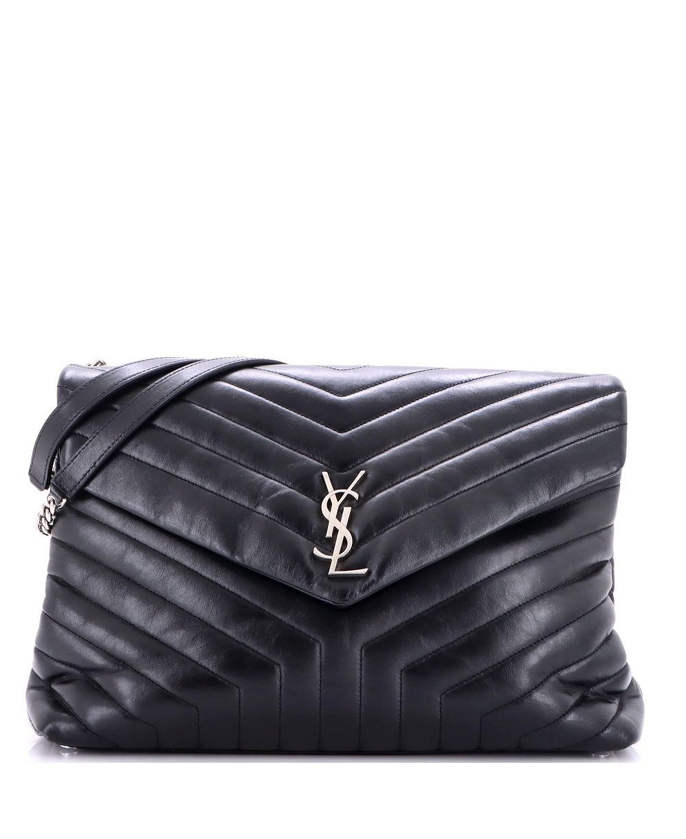 Pre-Owned Saint Laurent Large Loulou Shoulder Bag Matelasse Chevron Leather