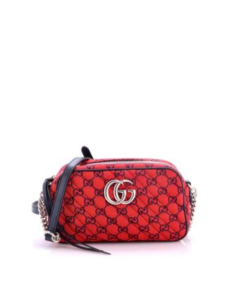 Pre-Owned Gucci Маленькая сумка через плечо GG Marmont из канваса с кожаной отделкой