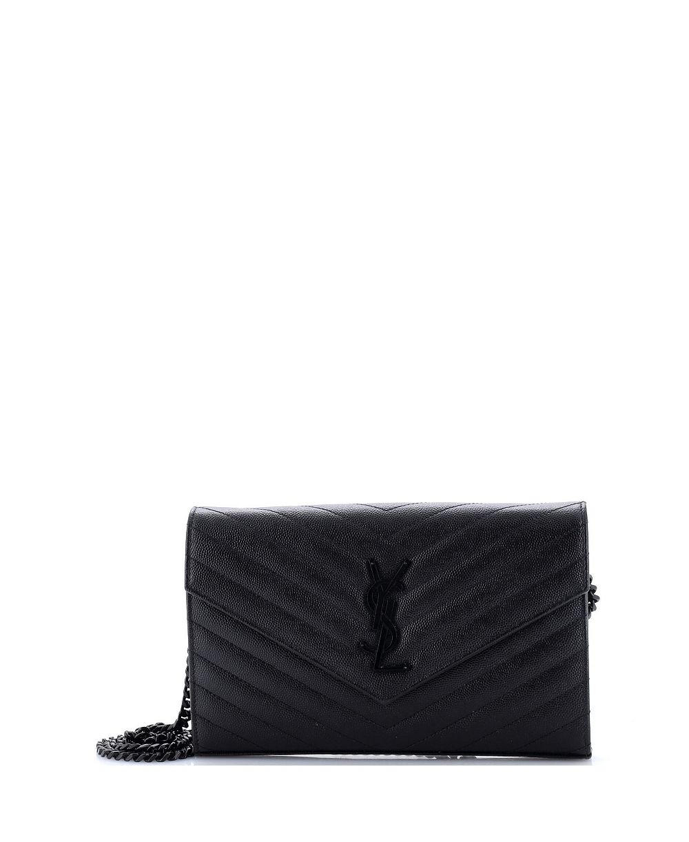 Б/у кожаная сумка-кошелек на цепи Saint Laurent Medium Classic Monogram Wallet on Chain Matelasse Chevron