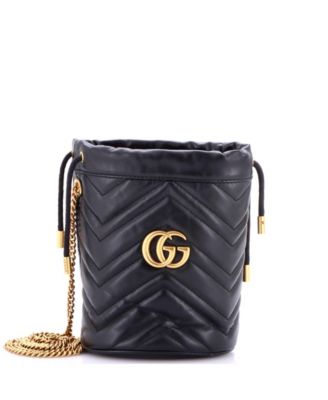 Pre-Owned Gucci Mini GG Marmont Bucket Bag Matelasse Leather