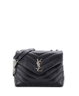 Б/у женская маленькая сумка через плечо Saint Laurent Loulou из стеганой кожи с узором «шеврон»