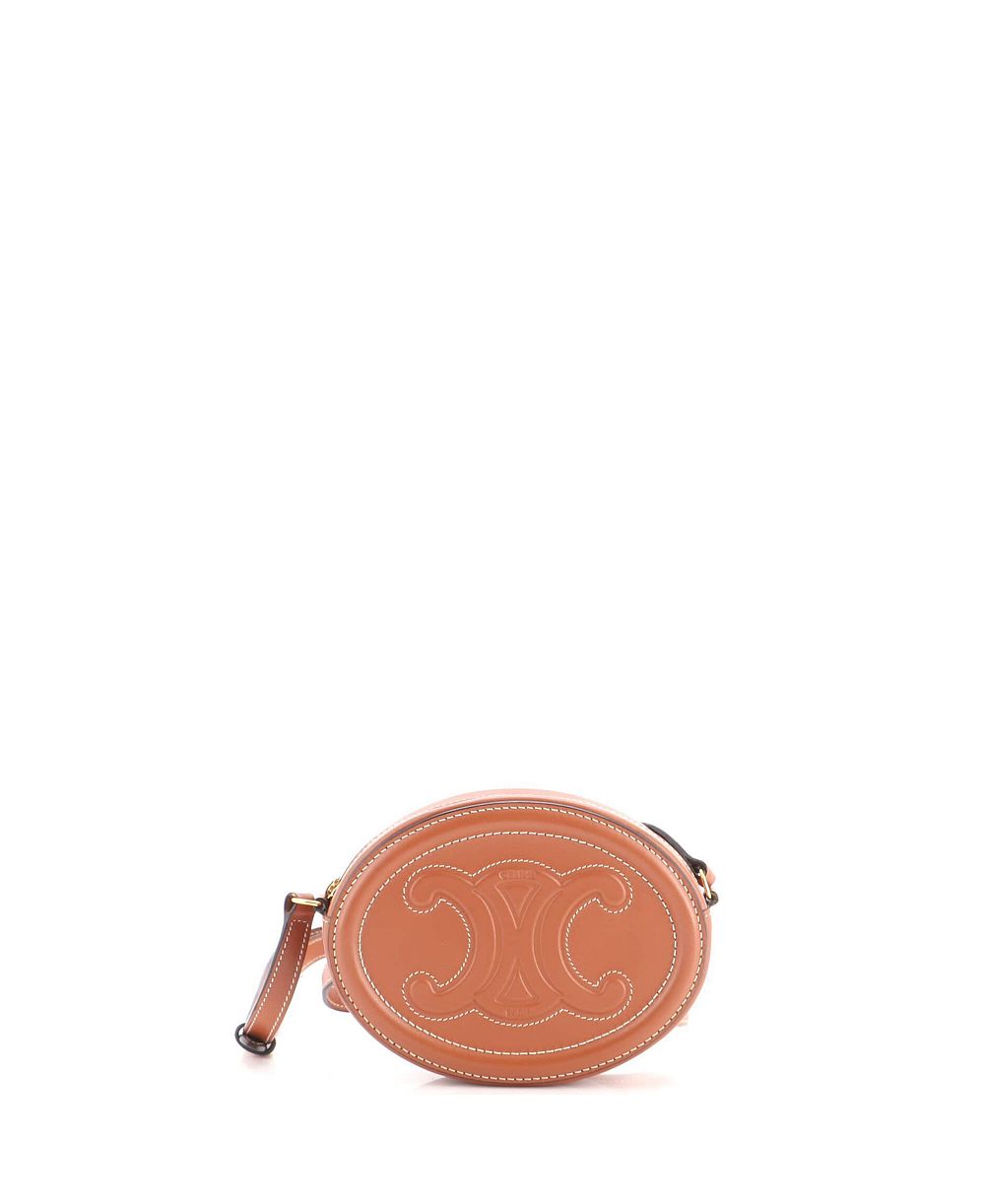 Pre-Owned Celine Mini Triomphe Oval Crossbody Bag Leather