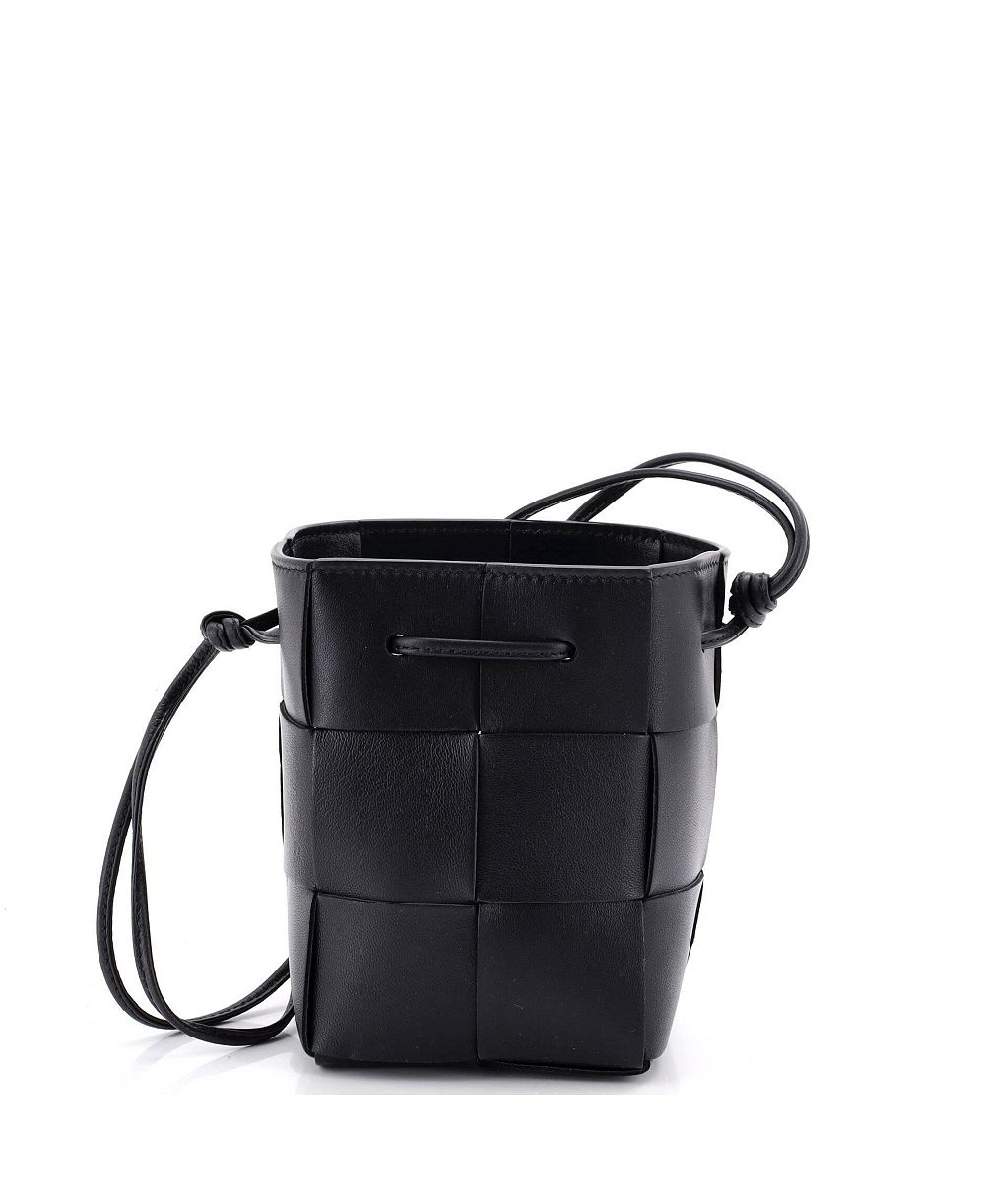 Pre-Owned Bottega Veneta Mini Cassette Bucket Bag Maxi Intrecciato Leather
