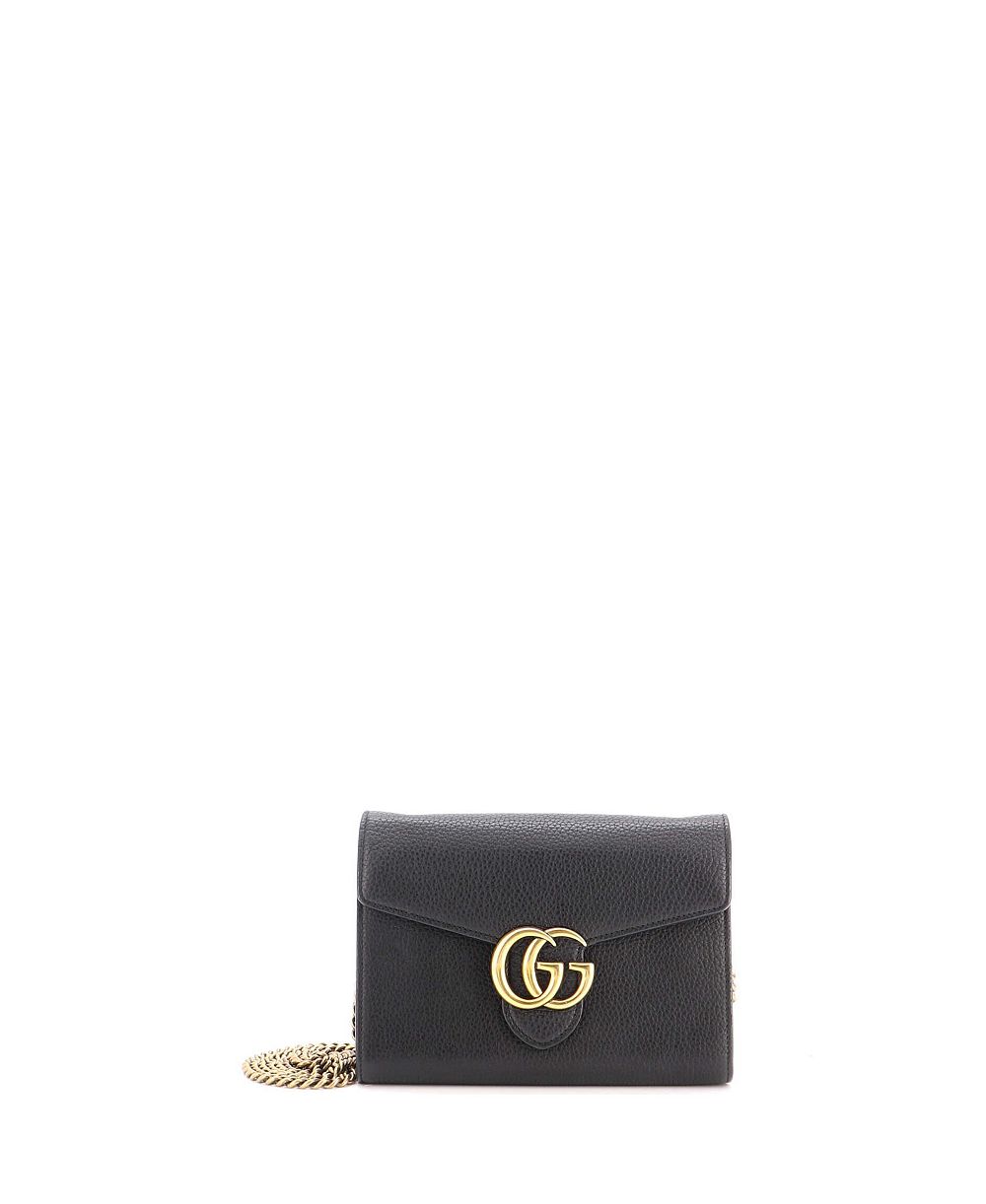 Б/у мини-кошелек Gucci Mini GG Marmont на цепочке из кожи