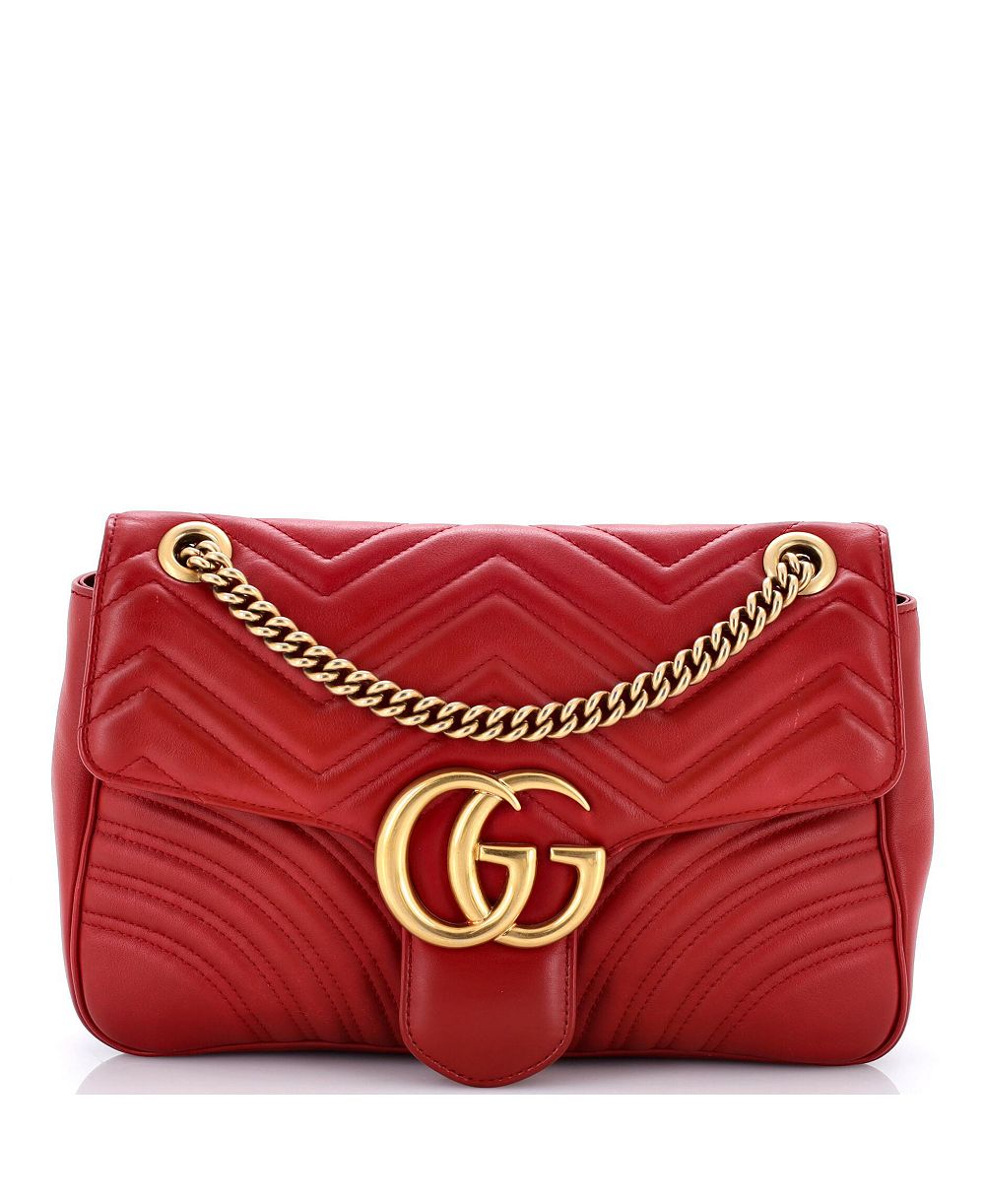 Pre-Owned Gucci Medium GG Marmont Flap Bag Matelasse Leather