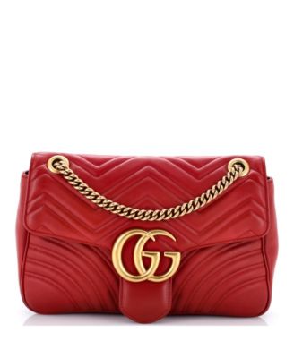 Б/у сумка Gucci Medium GG Marmont с клапаном, стеганая кожа