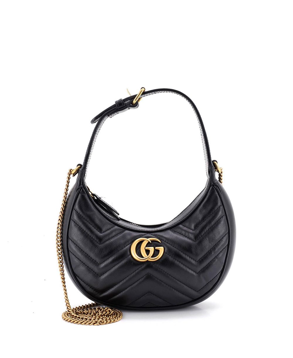 Pre-Owned Gucci мини-сумка Marmont Half Moon Hobo из стеганой кожи с логотипом GG