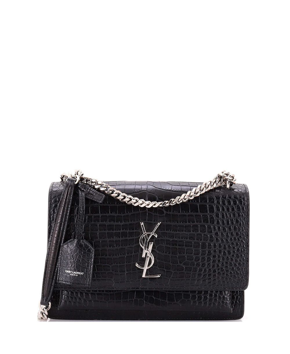 Б/у средняя сумка Saint Laurent Sunset через плечо из тисненой кожи