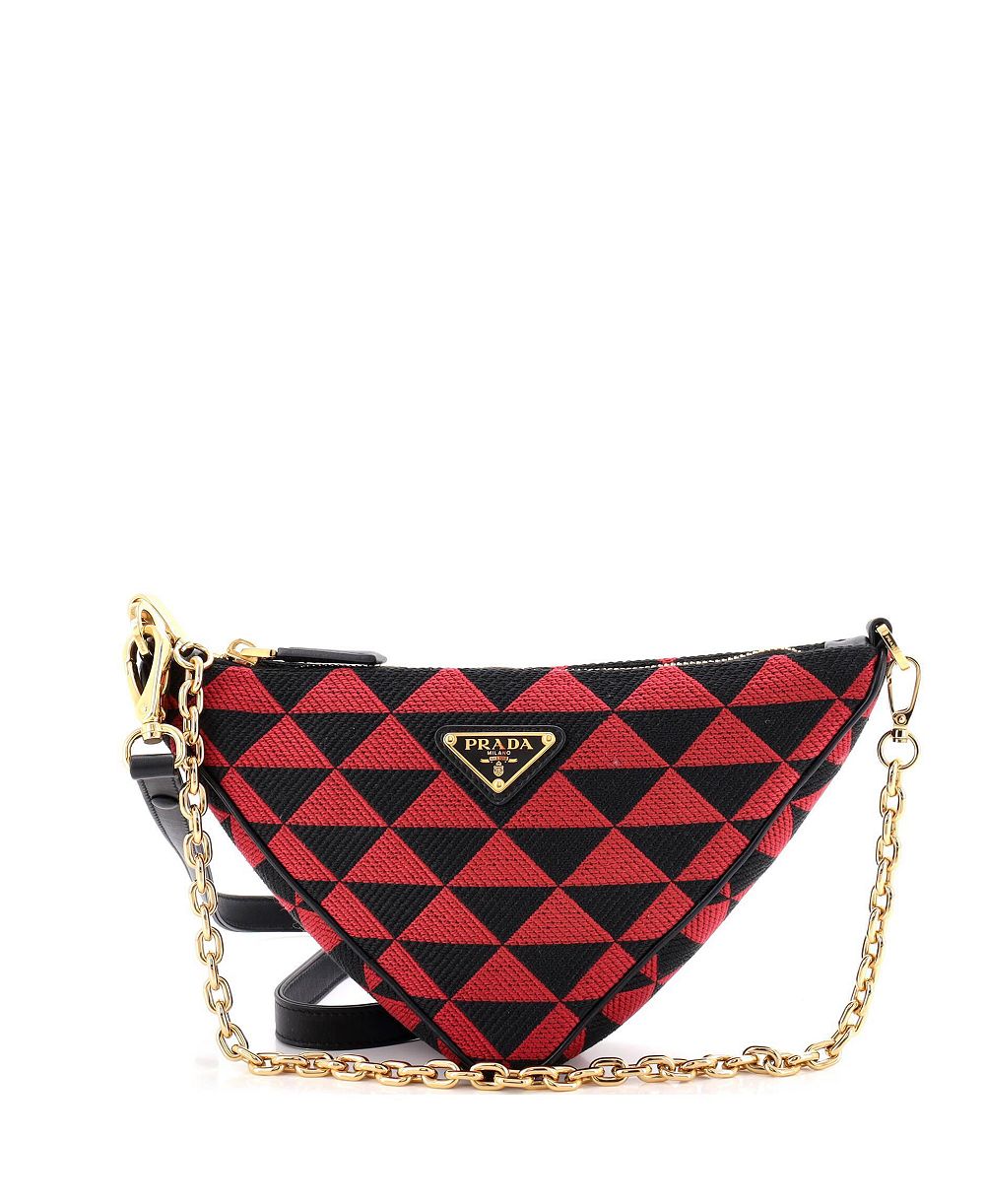 Pre-Owned Prada Mini Symbole Triangle Bag Leather and Jacquard