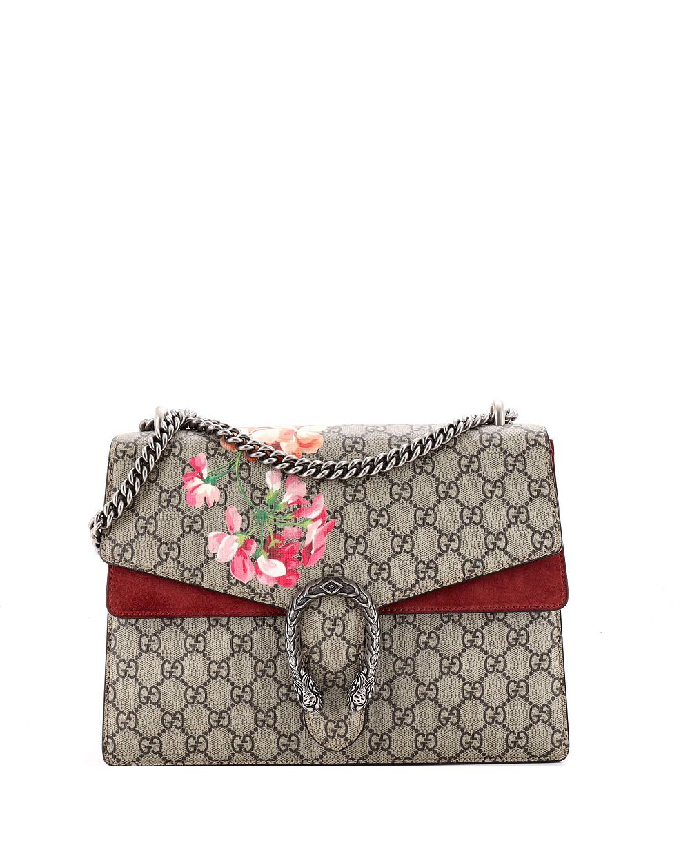 Pre-Owned Gucci Сумка Dionysus среднего размера с принтом Blooms из лакированной ткани GG