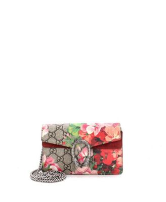 Pre-Owned Gucci сумка Super Mini Dionysus Blooms Print из лакированной ткани GG с цветочным принтом