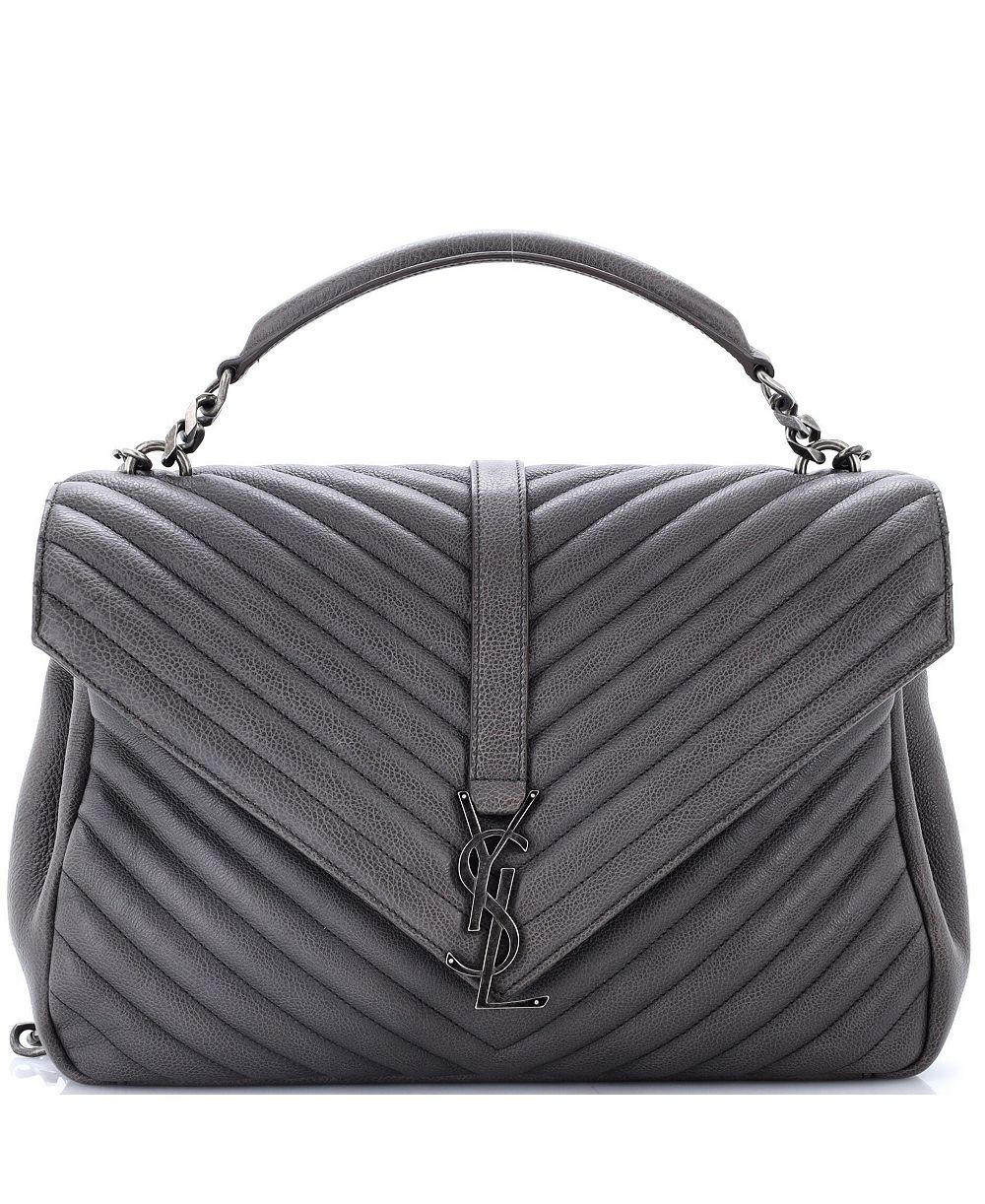 Pre-Owned Saint Laurent Large Classic Monogram College Bag Matelasse Chevron Leather