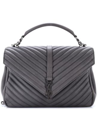 Pre-Owned Saint Laurent Large Classic Monogram College Bag Matelasse Chevron Leather